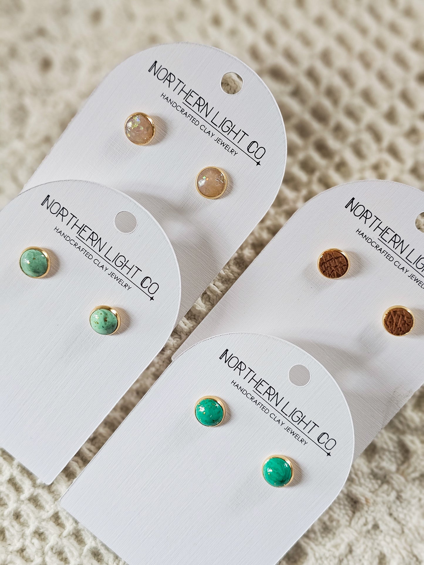 Opal + Gold Bezel Studs