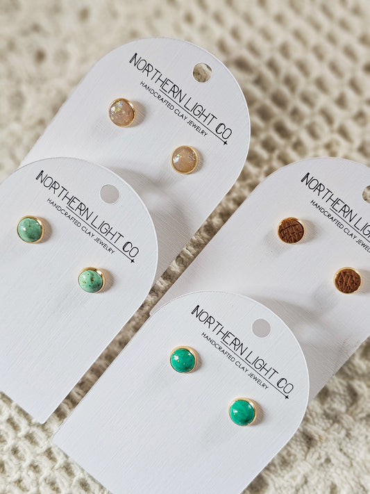 Opal + Gold Bezel Studs