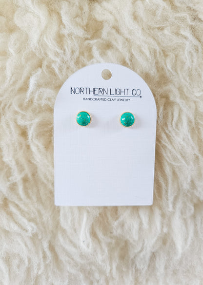 Turquoise | Gold Bezel Studs | 10mm