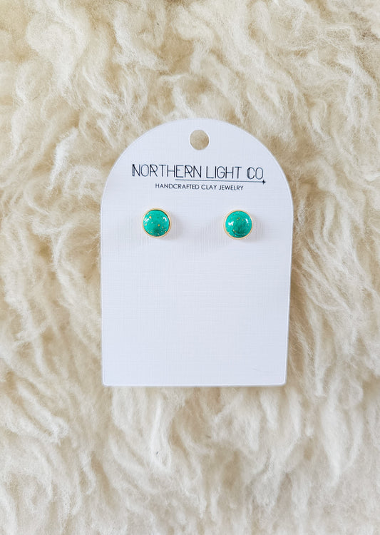 Turquoise | Gold Bezel Studs | 10mm