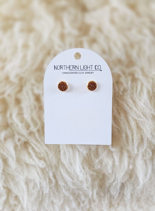 Leather | Gold Bezel Studs | 10mm