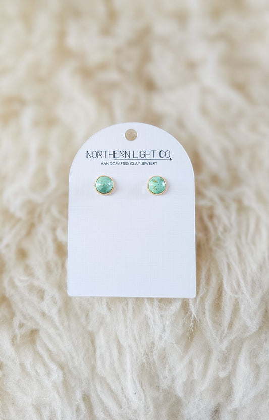 Aquamarine | Gold Bezel Studs | 10mm