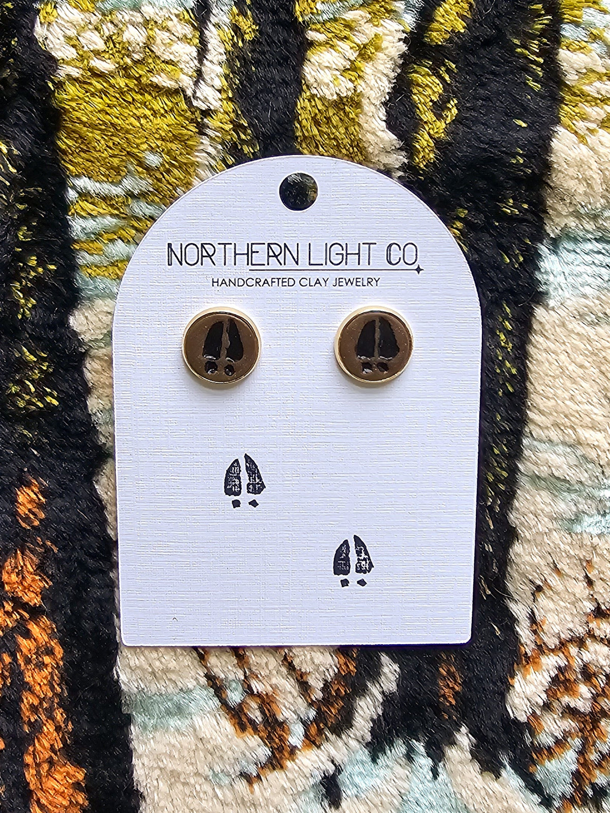 Animal Tracks | Gold Bezel Studs