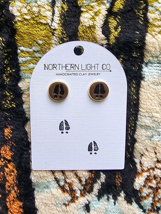 Deer Tracks | Gold Bezel Studs