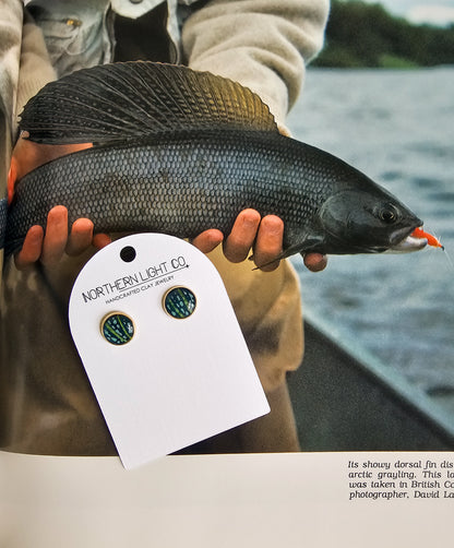 Arctic Grayling | Gold Bezel Studs