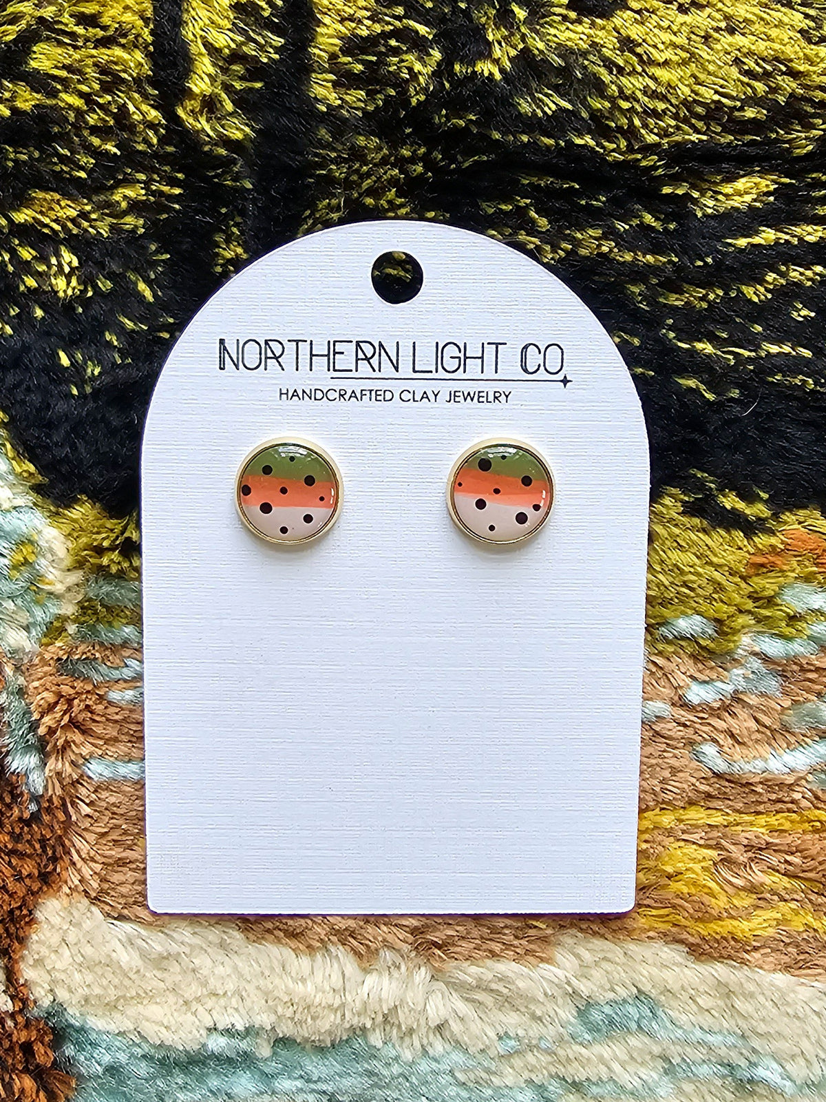 Rainbow Trout | Gold Bezel Studs