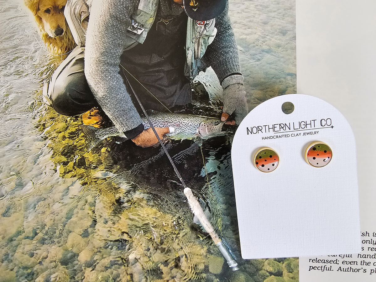Rainbow Trout | Gold Bezel Studs