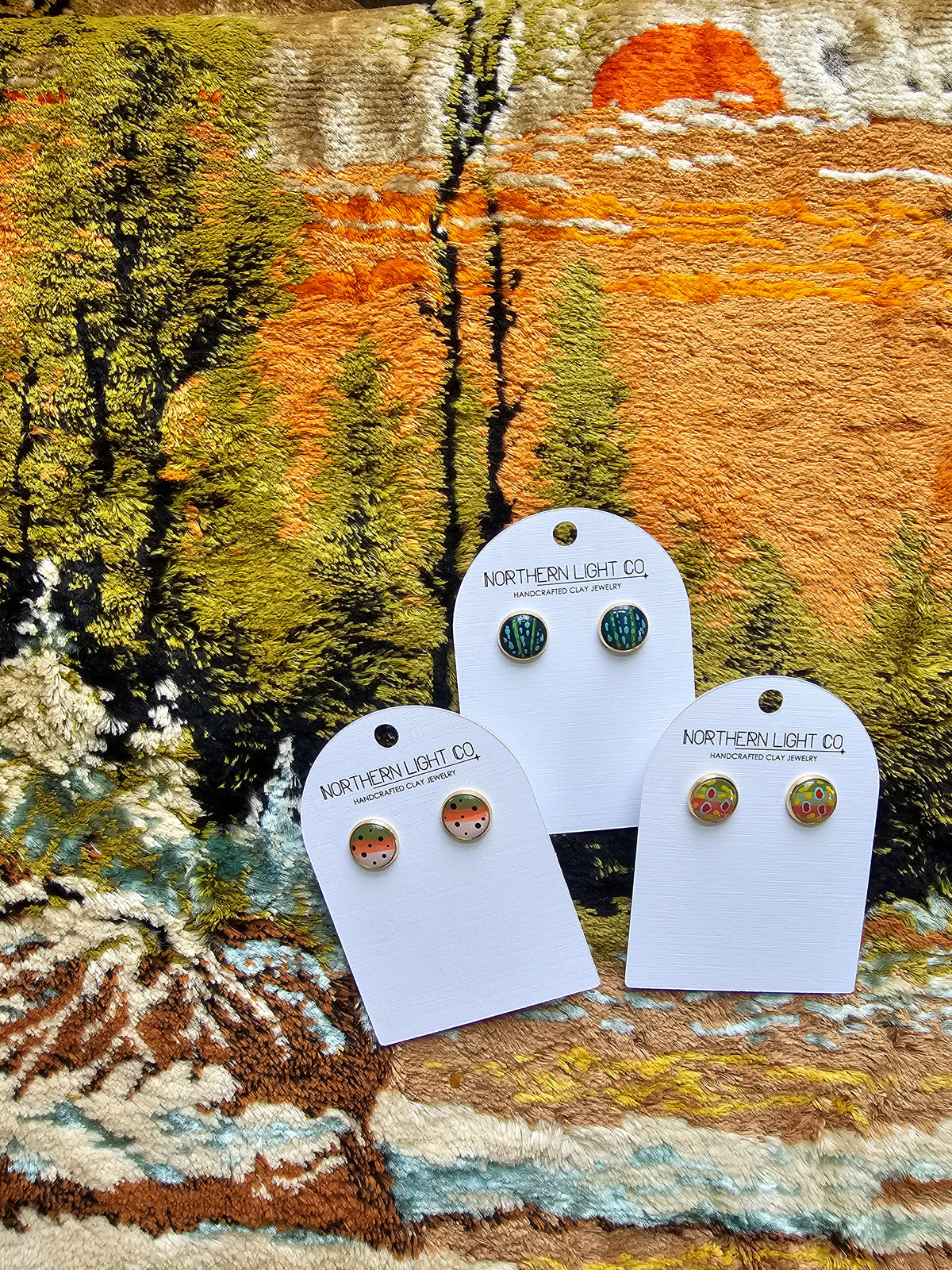 Rainbow Trout | Gold Bezel Studs