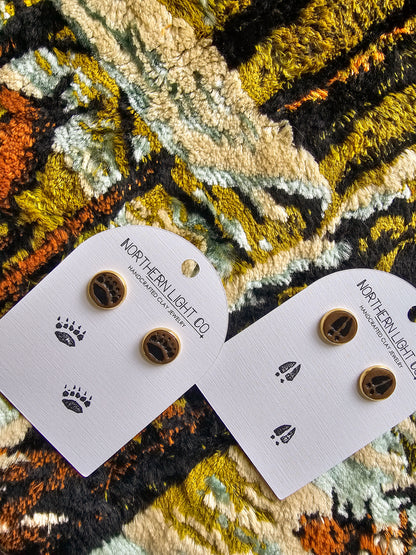 Animal Tracks | Gold Bezel Studs