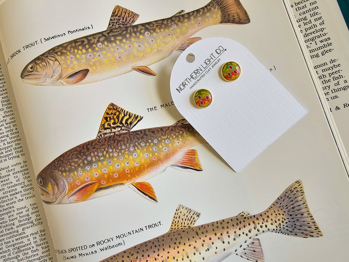 Brook Trout | Gold Bezel Studs